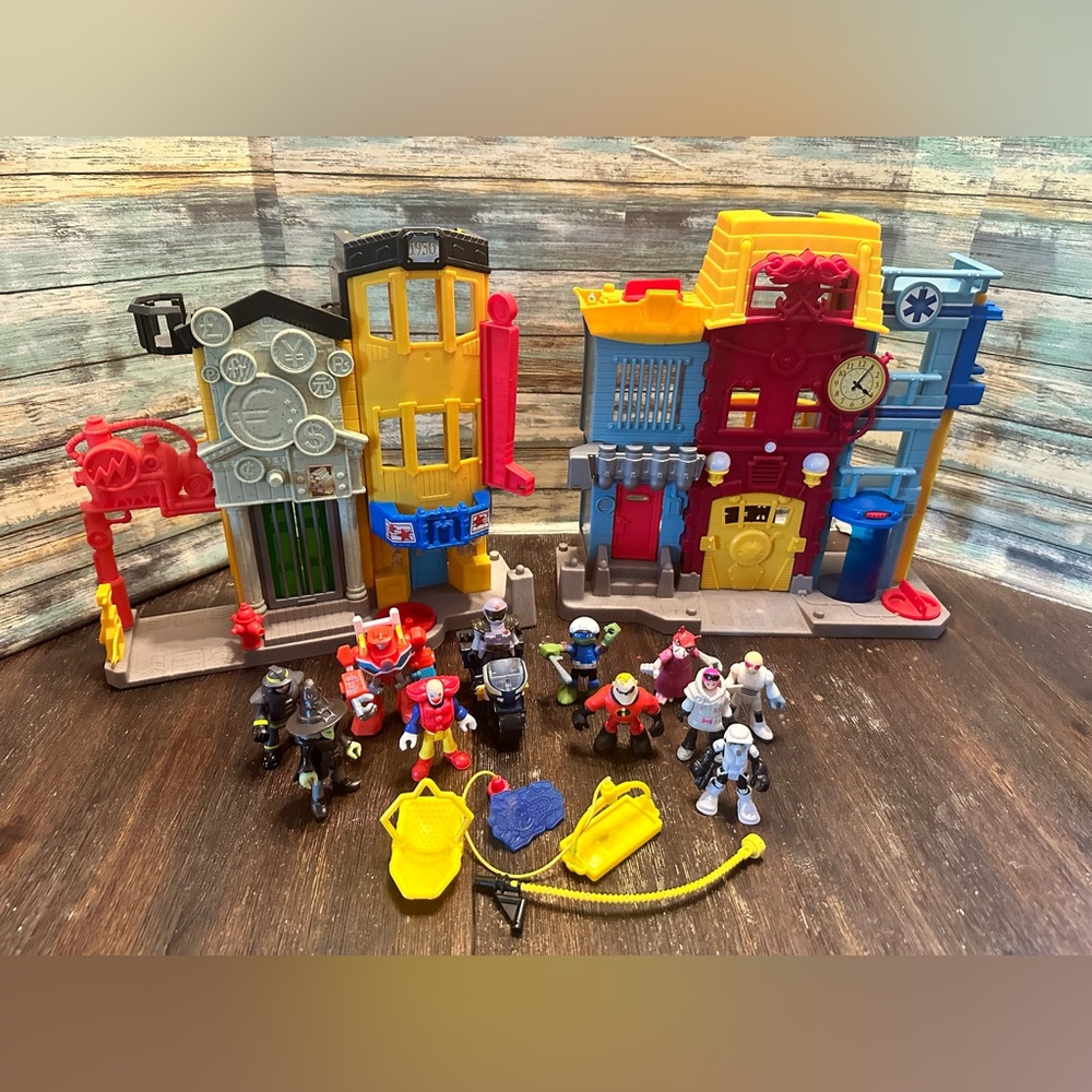 Old School Imaginext public safety set with various other figures